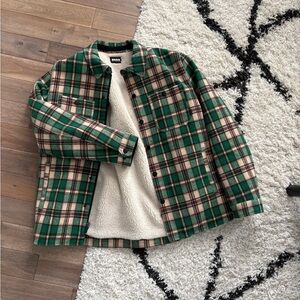 Green Plaid Sherpa inside Jacket